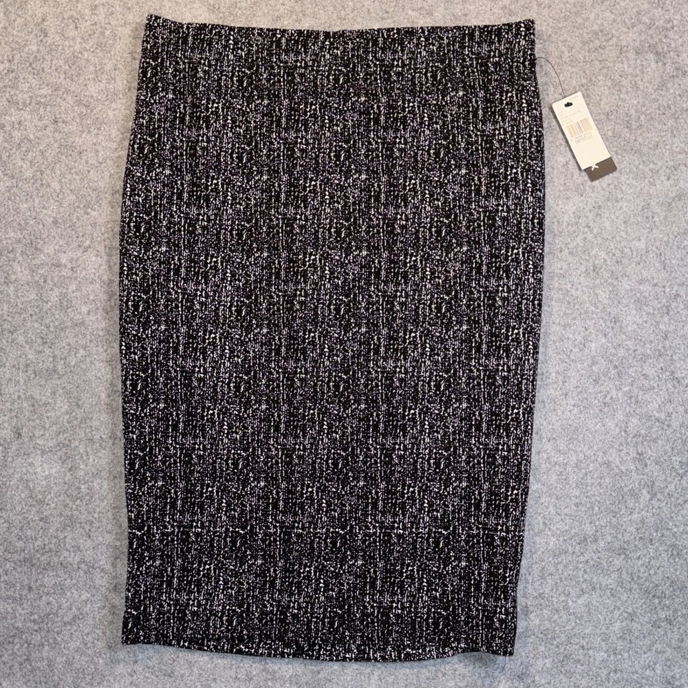 Alyx Textured Knit Pencil Skirt Medium Black White Stretch Professional